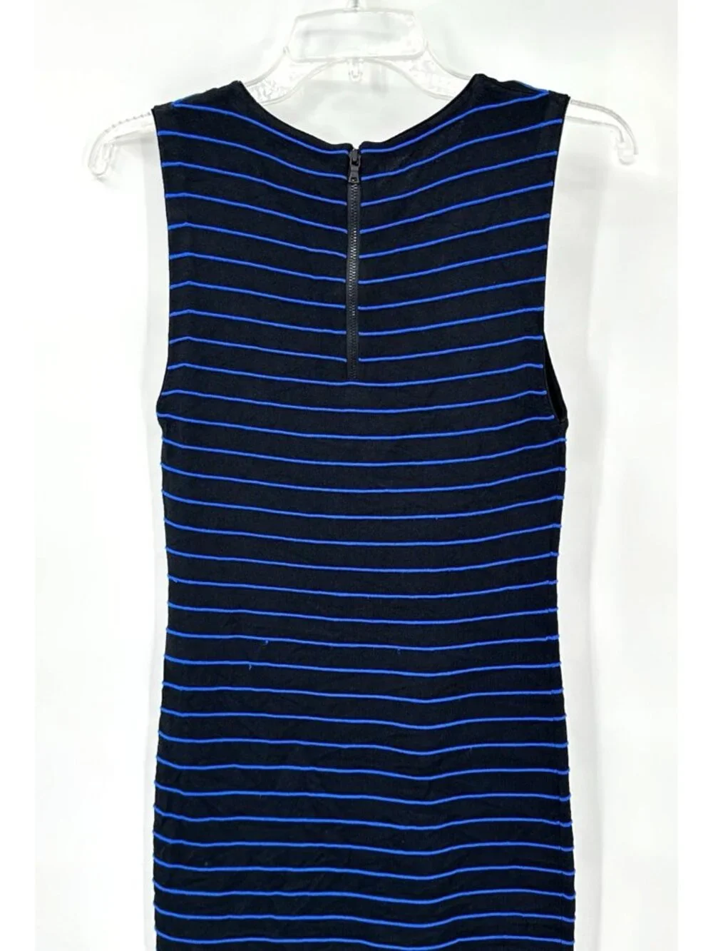 ALICE + OLIVIA dress sheath shift striped blue SMALL sleeveless knit beach - Picture 6 of 10
